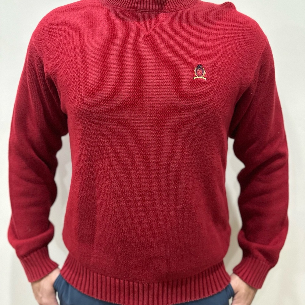 Tommy Hilfiger Classic Red Crewneck Sweater – Size L – 100% Cotton